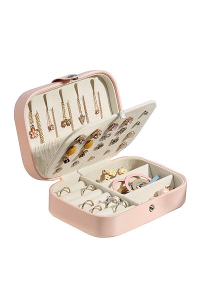 Choice Pink M Portable Jewelry Box Jewelry Organizer Display Travel Jewelry Case Boxes Button Leather Stora