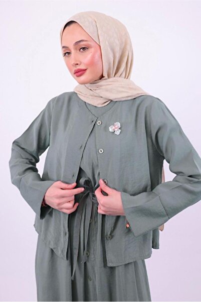 TRENDTESETTÜR Women's Dress with Jacket - Belted Jacket t 5384