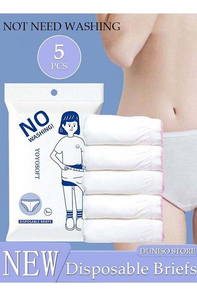 Generic Duniso 5-pack Women's Disposable Underwear 100% Cotton Sterile Postpartum Underwear Mid-waist