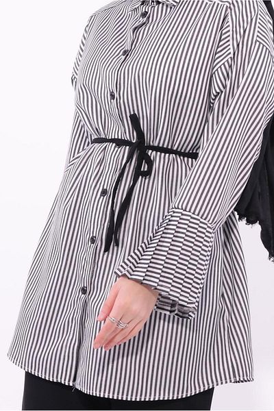 TRENDTESETTÜR Women's Black Striped Trousers Suit t 6284