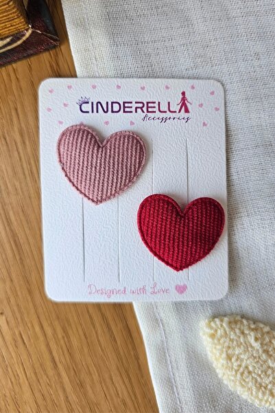 Cinderella 2'li مشبك شعر على شكل قلب بدون شعر 3.5 سم - مجموعة مشبك شعر للفتيا...