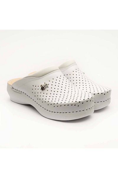 leon Medical clogs, unisex, leather, white, Leon PU100