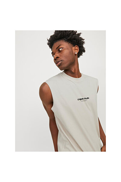 Jack & Jones Ανδρικό μπλουζάκι με λαιμόκοψη με κρέμα JORVESTERBRO SLEEVELESS TEE SN