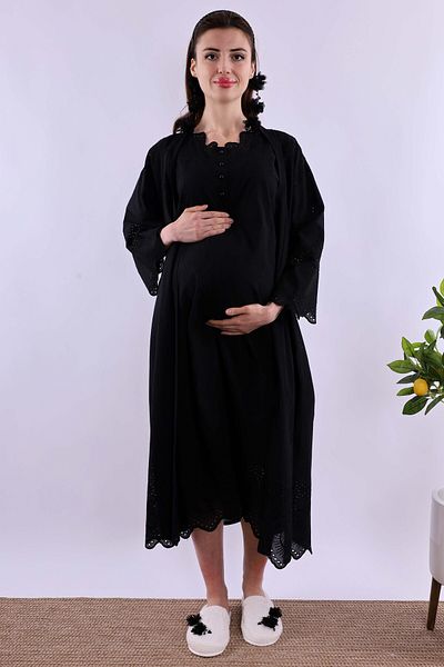 ByLohusa Effortt Black Scalloped Maternity Maternity Set