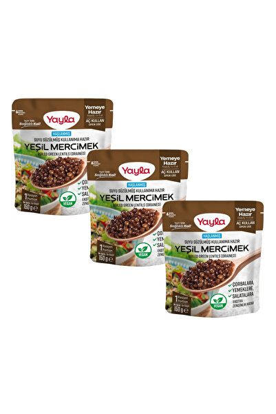 Yayla Haşlanmış Suyu Süzülmüş Yeşil Mercimek 150 gr X3