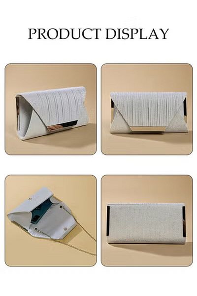 Generic Duniso Women's Shiny Evening Clutch Envelope Handbag Chain Wallet For Wedding Cocktail Party