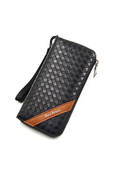 ETG Classic Braid PU Leather Large Capacity Men Long Wallet Zipper Card Holder Phone Bag
