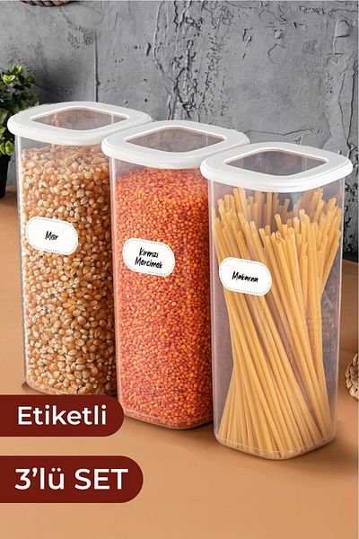 Vienev Square Food Storage Container with Foly Label Set of 3 Large Size 1.75 Liters