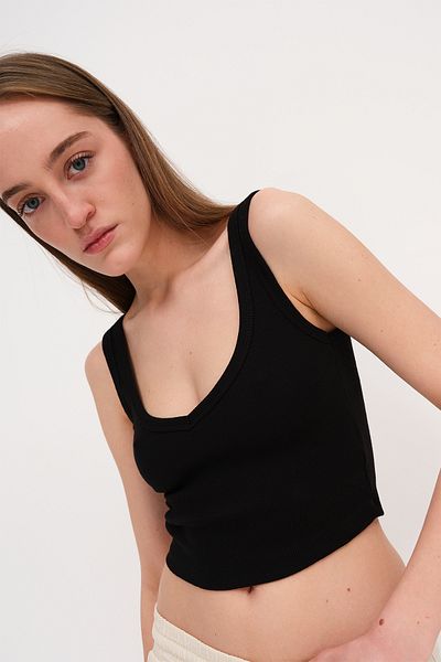 Addax Thick Strap Crop Tank Top A0345