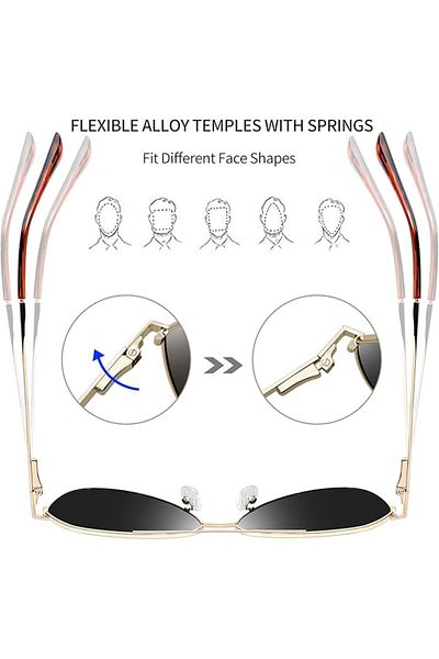 COOYA Sunglasses for Men Women, Polarized Pilot Sunglasses Lightweight Metal Frame UV400 Protection(Gold)
