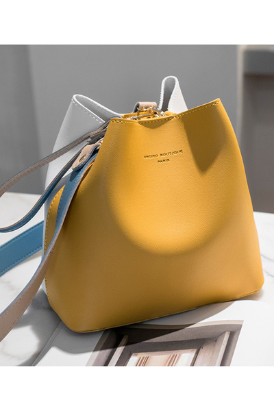 ETG Women's PU Casual Simple Shoulder Crossbody Bag Bucket Bag