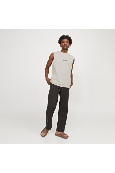 Jack & Jones Ανδρικό μπλουζάκι με λαιμόκοψη με κρέμα JORVESTERBRO SLEEVELESS TEE SN