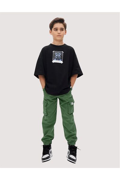 ASL GOLF CLUB Boys' Cargo Pocket School Jogger Woven Trousers with Elastic Waistband and Elasticized Pockets