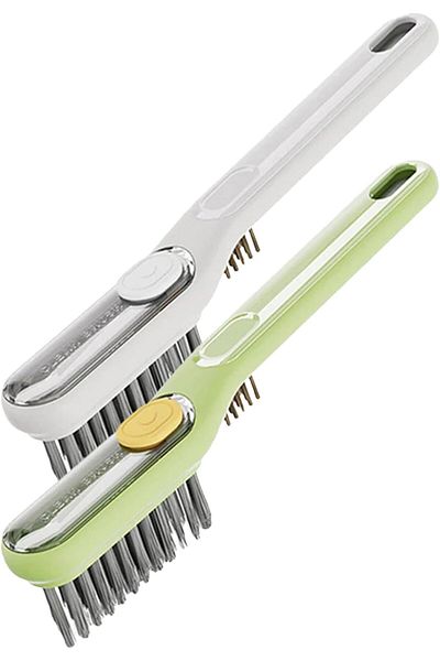 COOYA 2-Pack Cleaning Brush, V-Shaped Brush Head, Push-On, 29 Cm, Suitable for Kitchen, White-Green