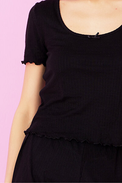 Siyah İnci Μαύρο Soft Touch Slim εποχιακό πλεκτό σορτς 7870