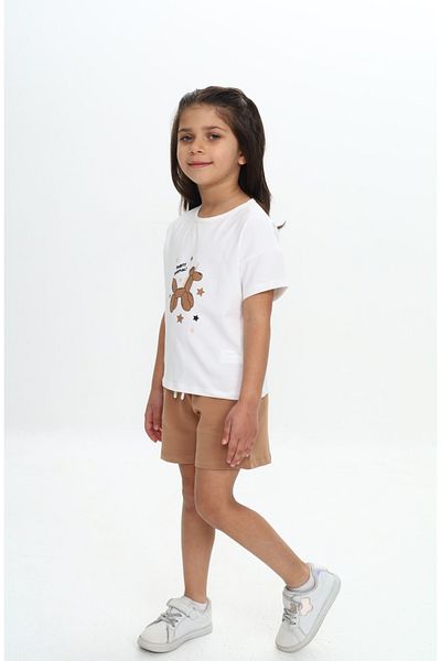Toontoy Girl's Animal Balloon Printed Shorts Suit