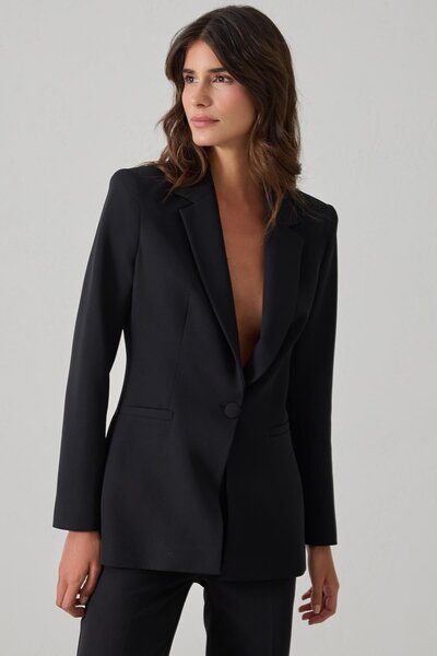 Setre Black Single Button Detailed Jacket, Slim Fit Trousers Suit with Pocket Detail