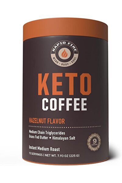RAPID FIRE قهوة البندق الكيتونية، تدعم الطاقة والتمثيل الغذائي وفقدان الوزن، ...