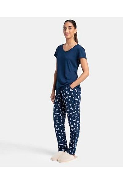 JOCKEY Relax-Women S/S Tshirts & Pyjama Sleep Set RX85-0103-PAGENT BLUE