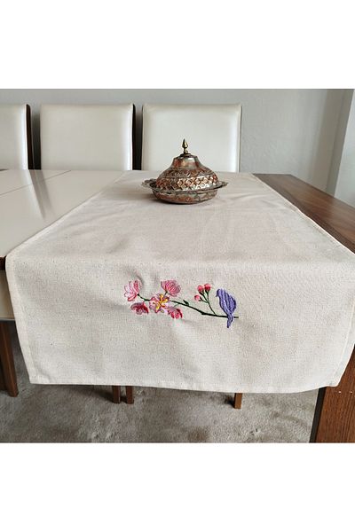 denizli hatırası Buldan Raw Linen Authentic Soft Embroidered 47X110 cm Runner