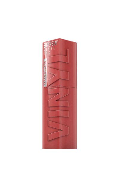 Maybelline New York أحمر شفاه سائل لامع بلون الخوخ يدوم طويلاً من Super Stay Vinyl Ink 15 Peachy