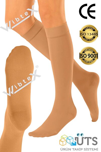 WibteX Diz Altı Variss Çorabı Orta Basınç Burnu Kapalı (TEN RENGİ) (ÇİFT BACAK)