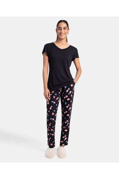 JOCKEY Relax-Women S/S Tshirts & Pyjama Sleep Set RX85-0103-BLACK
