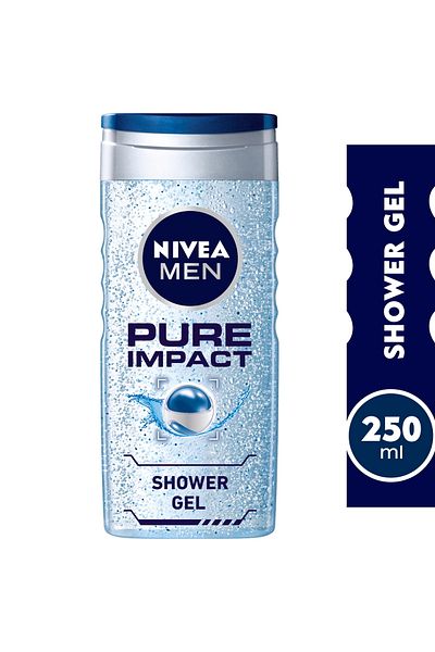 NIVEA Men 3in1 Pure Impact Shower Gel 250ml Refreshing Clean, Skin Care, and Body Wash