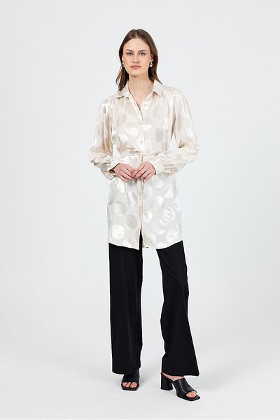 Rays Stone Polka Dot Pattern Rope Lacing Detailed Tunic 4690A