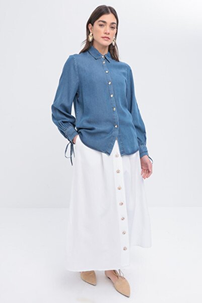 ALLDAY Cămașă de damă cu mâneci și șireturi Tencel