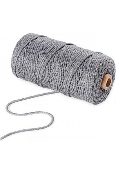 WYSUMMER macrame thread roll, cotton, gray, 4 mm x 100 m