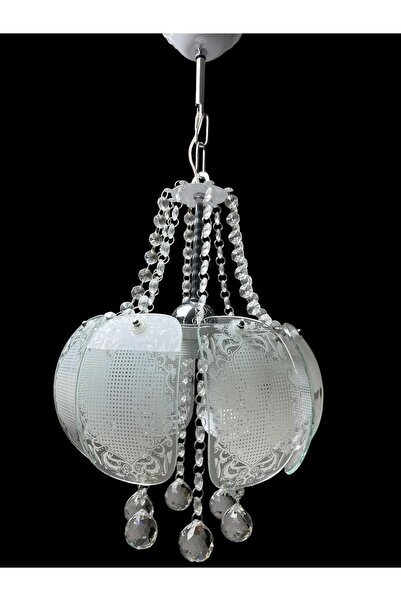 Genel Markalar 8 Camlı Taşlı Krom Avize, Yön Tekli Şık ve Modern Tasarım