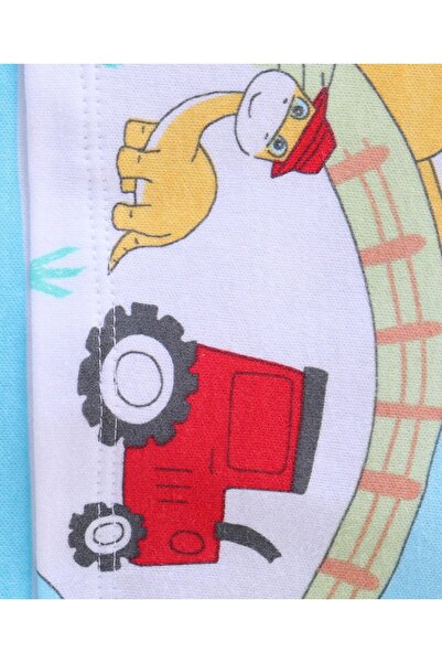 Babyhug Babyhug 100% Cotton Knit Half Sleeves Striped & Dino Printed Romper - Blue & White