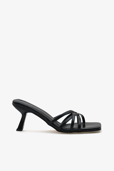 LOJO Women's Strappy Heeled Daily Slippers Mersis Black