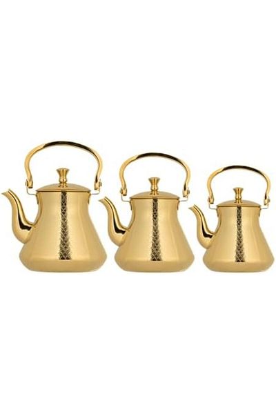 ALSAIF Saif 1.2/1.6/2.0 oz Kettle Set Durable and elegant, perfect for heating and serving water or tea Gold color