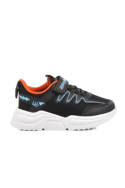WALKWAY 2320 Ruffon P Black-Orange Lightweight Flexible Kids Sneakers