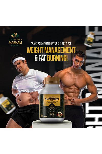 Marham Herbal Slimmarm Tablets: Ultimate Solution to Support Healthy Weight Management & Fat Burner | 60 Tablets