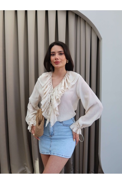 ESRAHELVACI Viscose Shirt with Flywheel Front