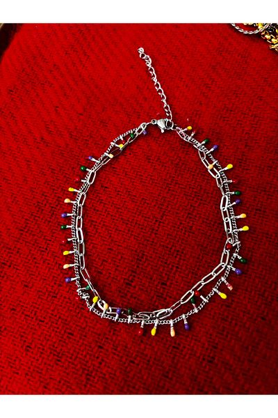derokas Steel Multicolor Atac Model Non-Tarnish Anklet Chain