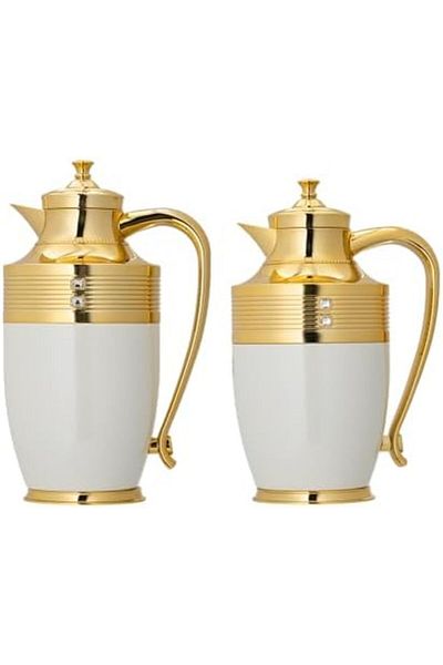 ALSAIF Abaq 2-pieces Coffee And Tea Vacuum Flask,0.75l/1l ,white/ Gold