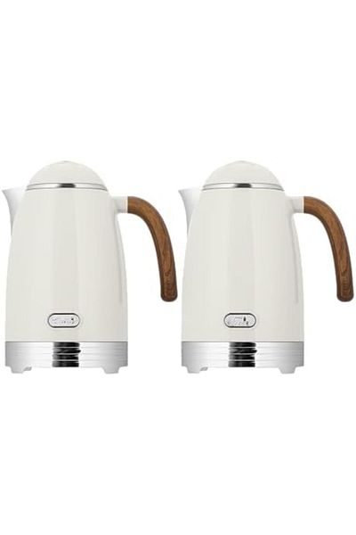 ALSAIF Nada 2-pieces Coffee And Tea Vacuum Flask,1l/1l ,ivory/chrome