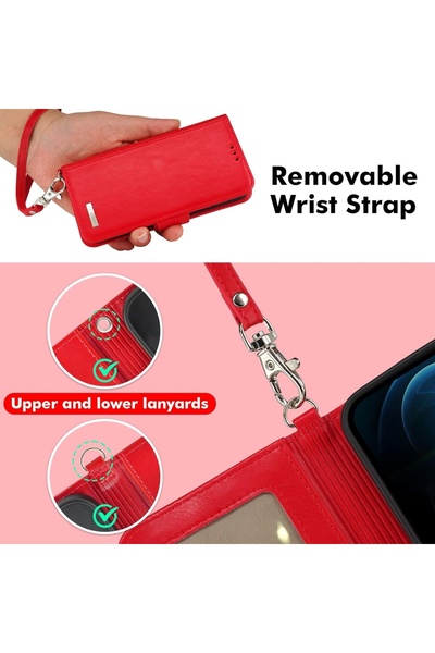 Wiko Husă de protecție cu rabat pentru Wiko T10 5G Lairtte, piele PU/TPU, roșu, 6,5 inchi