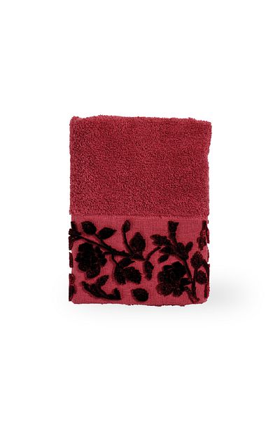 Minteks Prosop de mână și față Heart Beat Claret Roșu Brodat 50x90 - Minteks Home