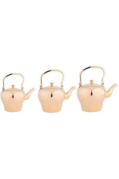 ALSAIF 3-piece teapot set, durable and elegant, ideal for serving tea and other types of tea. Gold color.