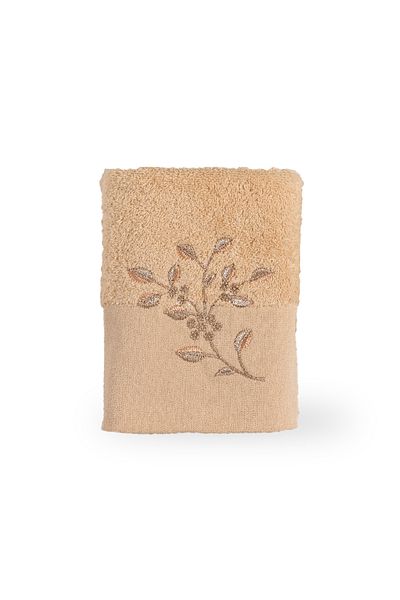 Minteks Flores Milk Coffee Prosop pentru mâini și față brodat 50x90 - Minteks Home