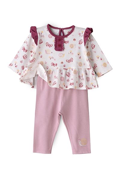Basicxx Girls' Long Sleeve Ruffle Top and Legging Romper Set