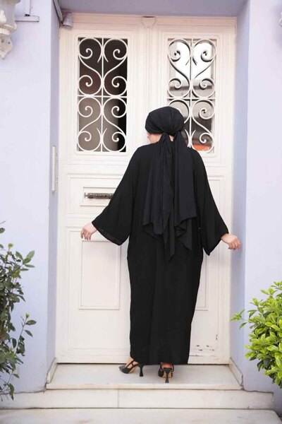 N.S NEVA STYLE Sequin Patterned Black Hijab Dress 21003S
