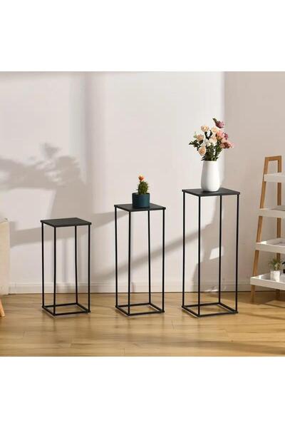 KORKMAZLAR EV DEKORASYON Ev Dekorasyonu 3'lü Saksılık Çiçeklik Dekoratif Saks...