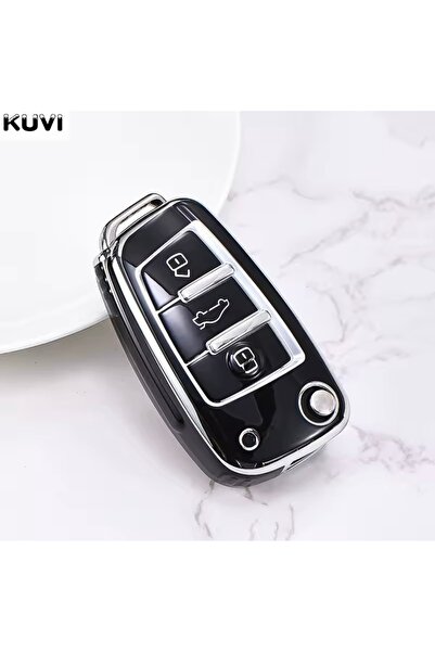 YıldızTuning Audi A1 A3 A4 A6 A7 Q2 Q3 Q5 Siyah-Silver Anahtar Kılıfı