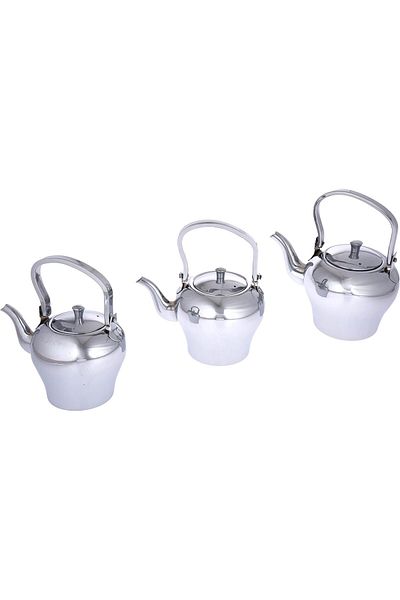 ALSAIF 3-piece teapot set, durable and elegant, ideal for serving tea and other types of tea. Chrome color.